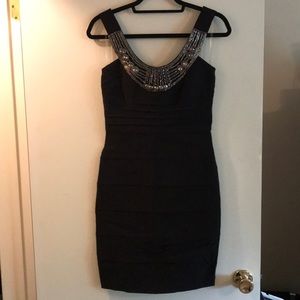 NWT beaded neckline bandage dress